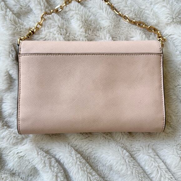 Tory Burch Robinson Saffiano Leather Chain Wallet Crossbody Shell Pink - Picture 4 of 10